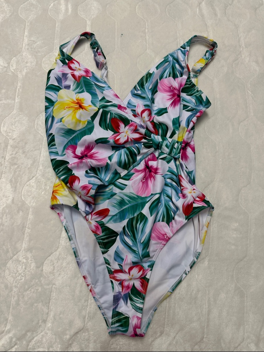 Women’s Floral One-Piece Swimsuit - Pink & Green